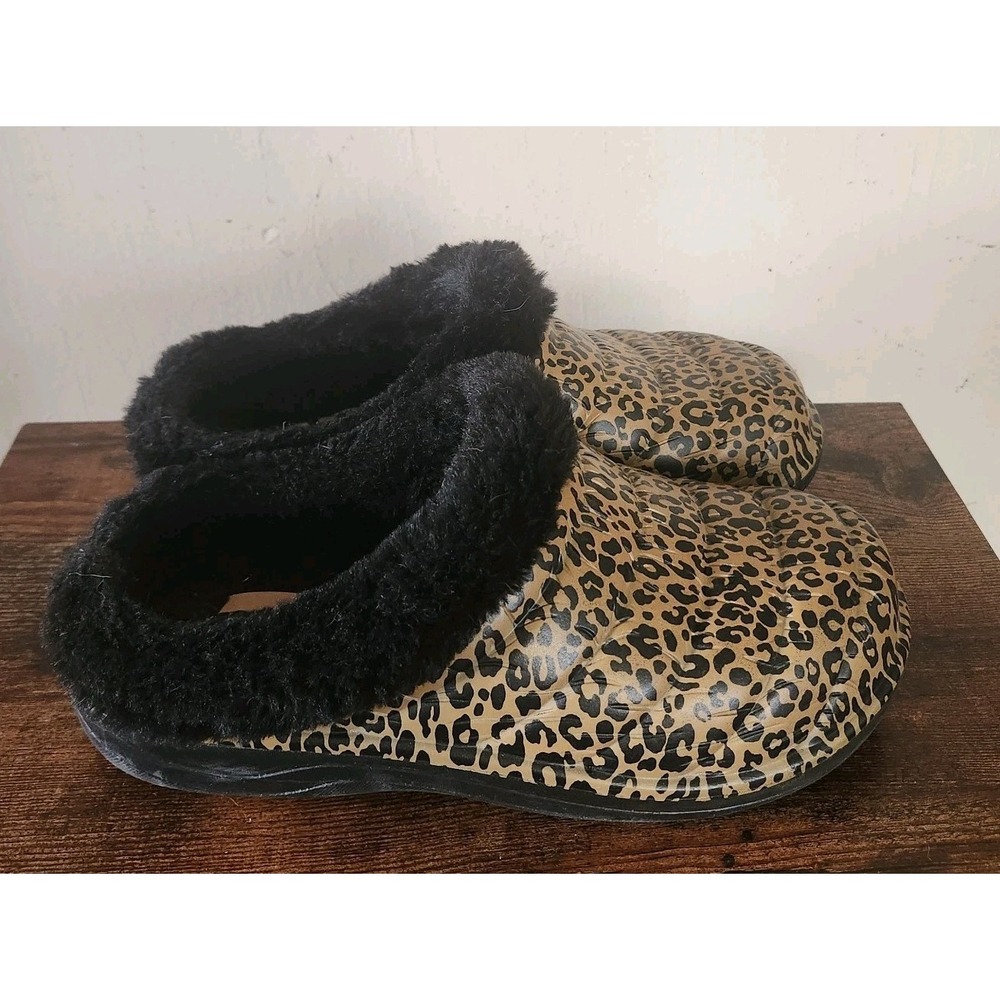 Foamies by Skechers Women's Size 7 Cheetah Print Slippers Memory Foam Faux Fur